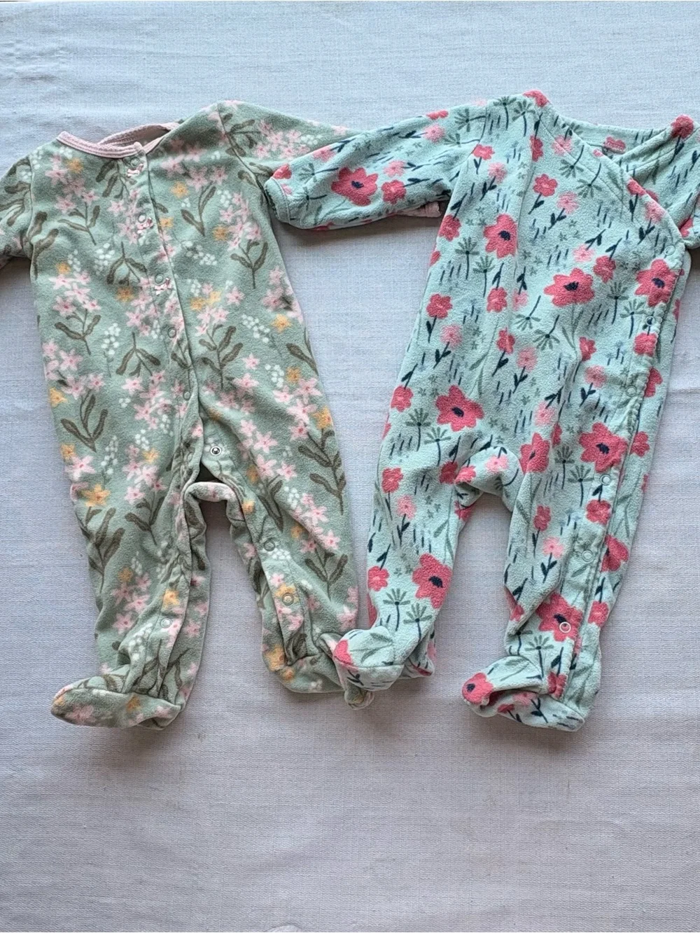 Carter's Multi-Color Baby Fleece One-Piece Footies - Pink, Mint, Red, Purple